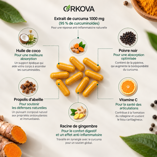 Gélules de curcuma à la curcumine pure (1 000 mg)