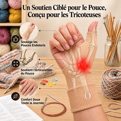 Knitting thumb support