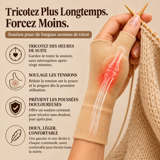 Knitting thumb support
